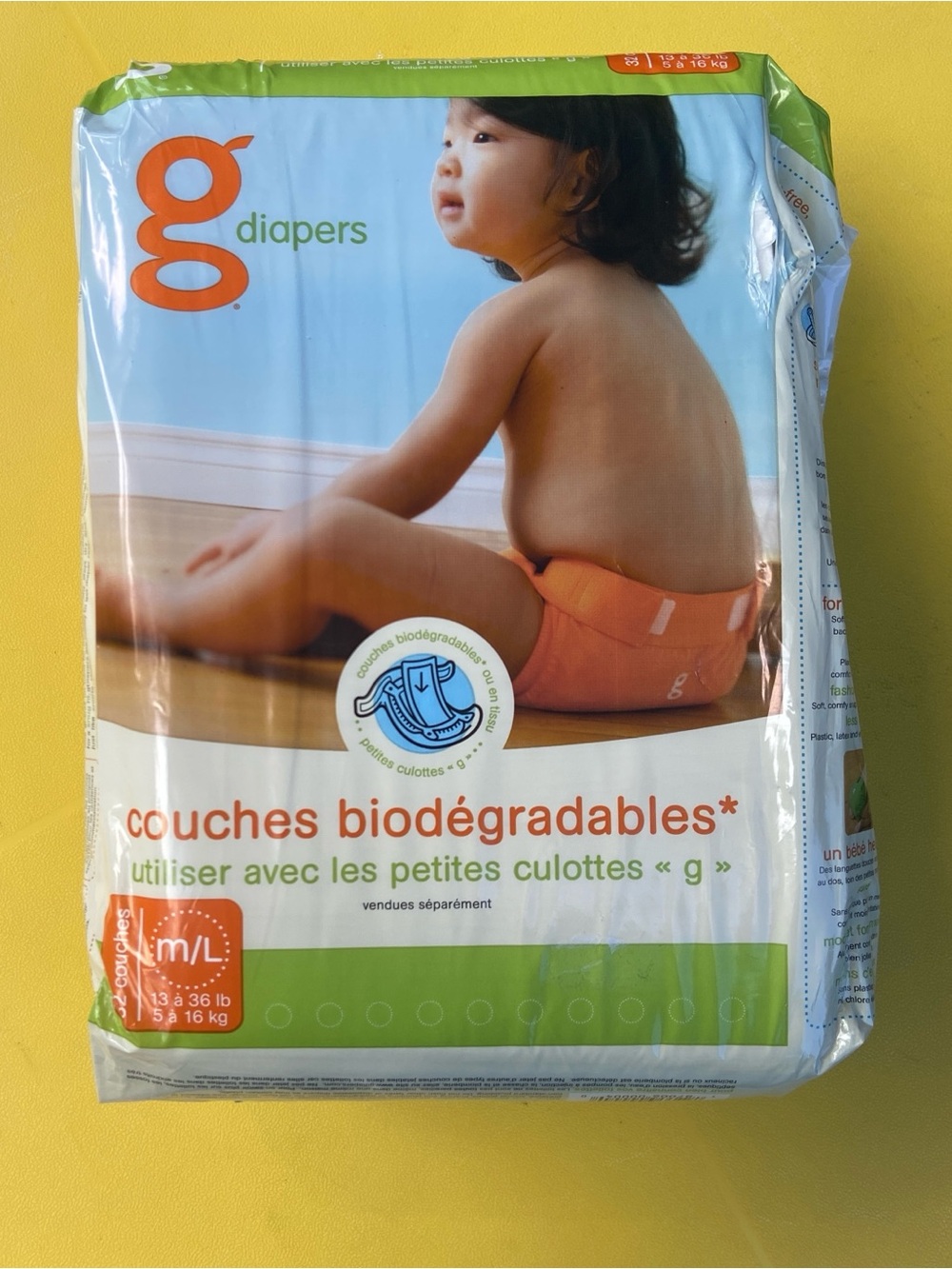 g Diapers Biodegradable Refills, Size M/L (32 count) 13-36lbs